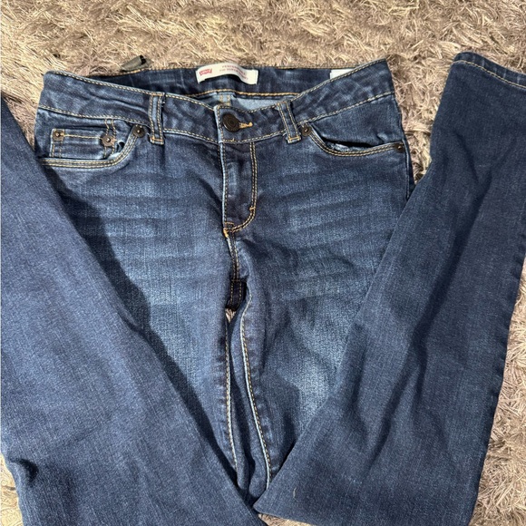 Levi's 710 Ankle Super Skinny Jeans GIRLS Sz 12 Blue Wash Adj Waist - Picture 2 of 4